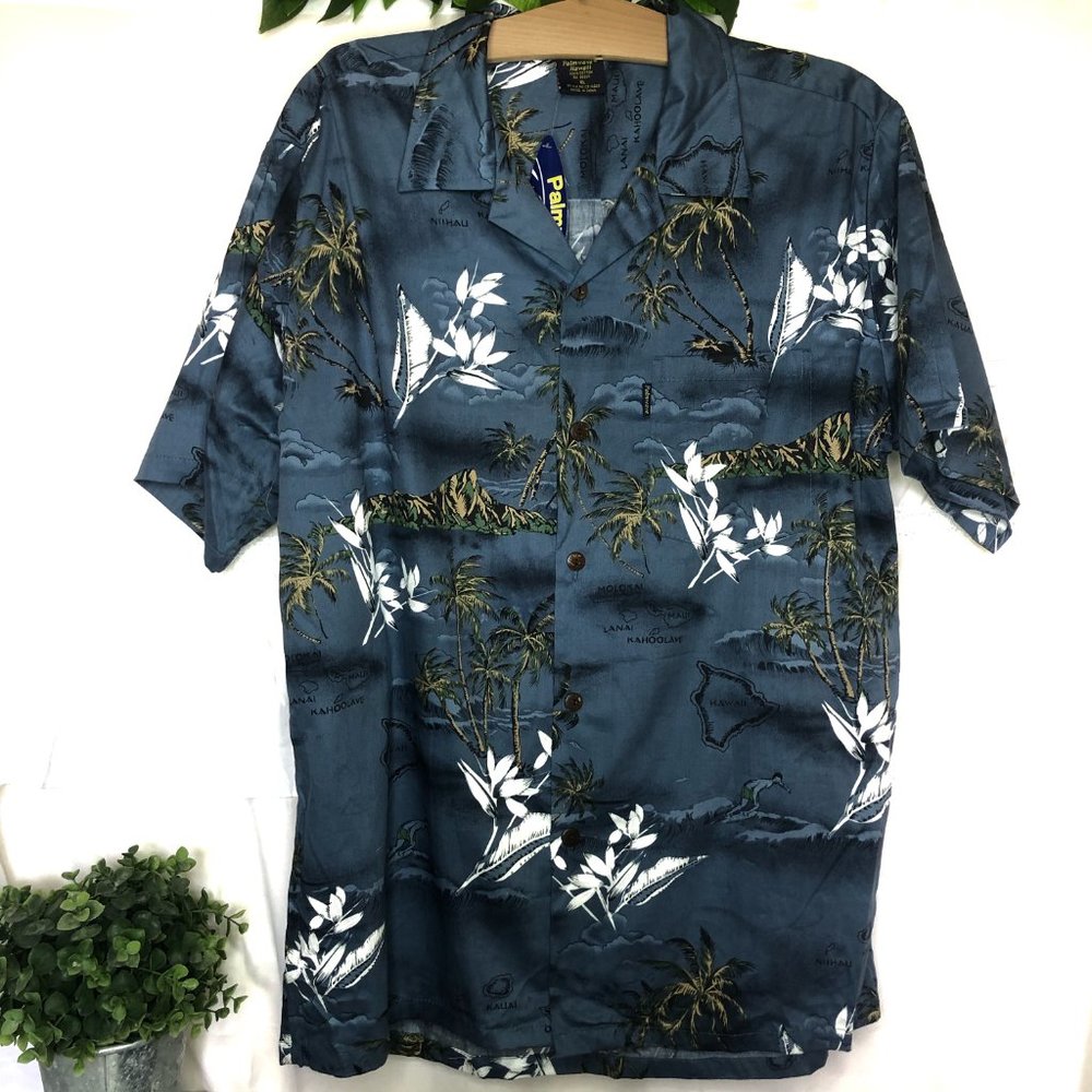 3/$30 Hawaiian Blue Button Down Shirt NWT